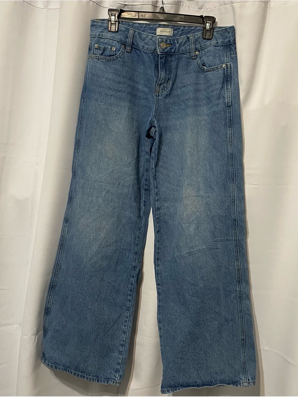 PacSun Women’s 28 Wide Leg Denim Jeans Casey Low Rise Baggy Cotton Medium Wash